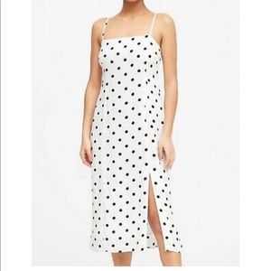 Banana Republic Square-Neck Midi Dress,White Polka Dot